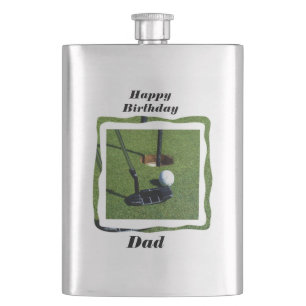Flasque Golf Papa Anniversaire Voeux, Classique Hip Flask