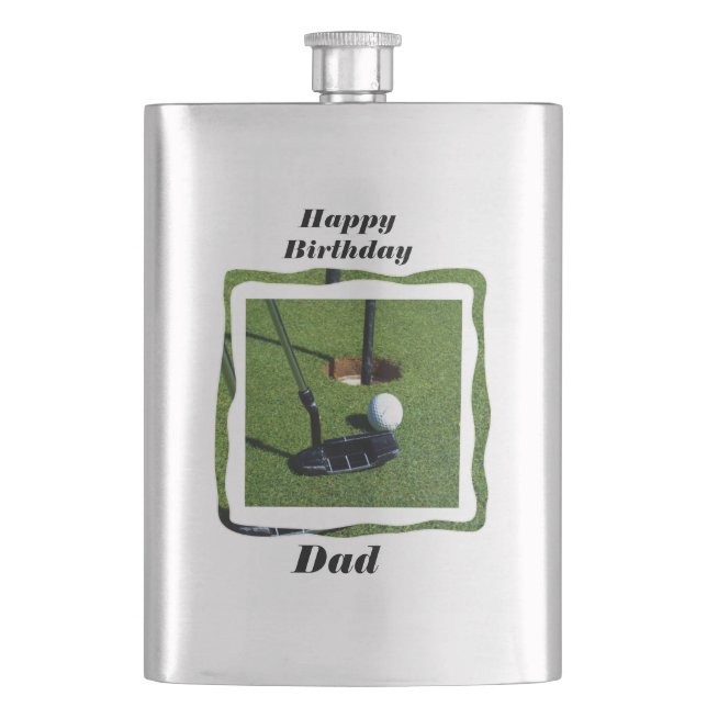Flasque Golf Papa Anniversaire Voeux, Classique Hip Flask (devant)