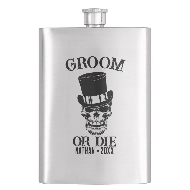 Flasque Gothique Mariage Bachelor Party Groom Custom Skull (devant)