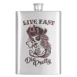 Flasque Gothique Pirate Skull Femme Vivre Fast Die Jolie