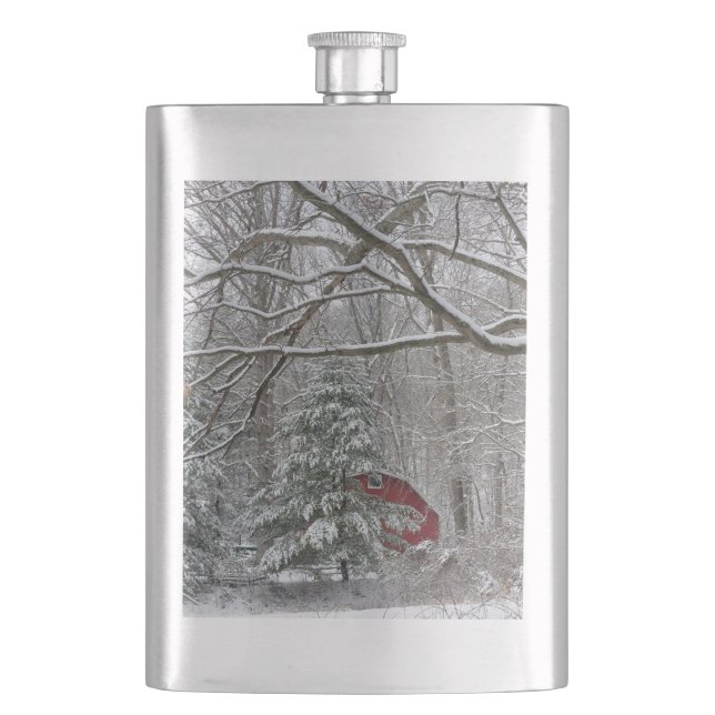 Flasque Grange rouge neigeuse (devant)