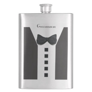Flasque Groomsman Tuxedo 🎩 Élégante Bling