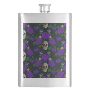 Flasque Grungy gothique foncé Vins Roses Corbeau crâne vio