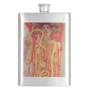 Flasque Gustav Klimt Red Woman Gold Snake Peinture