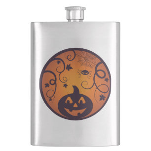 Flasque Halloween Jack-o'-lantern citrouille visage et ara