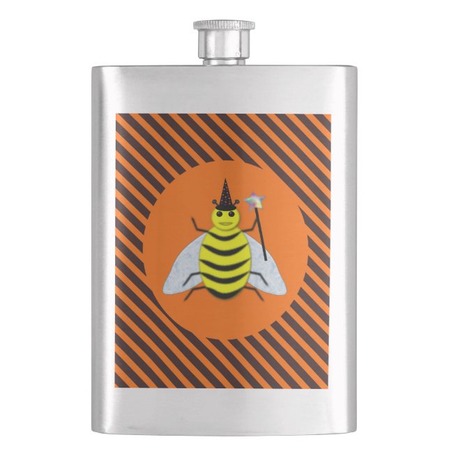 Flasque Halloween Magic Bee Sorcière gamme et bandes noire (devant)