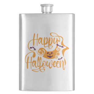 Flasque Happy Halloween chauves-souris Jack-o'-lantern