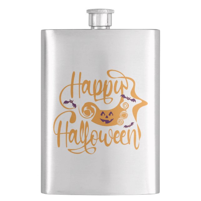 Flasque Happy Halloween chauves-souris Jack-o'-lantern (devant)