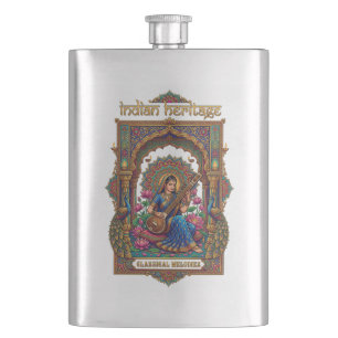 Flasque Héritage Indien : Musicien Classique Art de la Vee