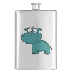 Flasque Hippopotame heureux bleu