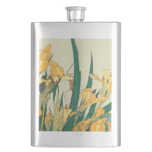 Flasque Hokusai grasshopper et iris Japon