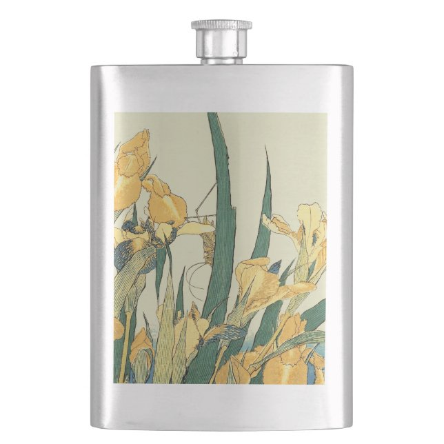 Flasque Hokusai Sauterelle Iris Impression Vintage : Japon (devant)