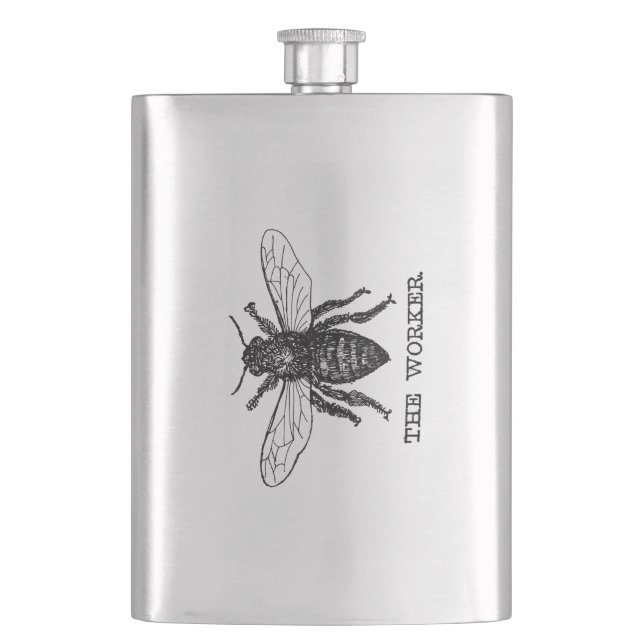 Flasque Illustration d'abeille ouvrière vintage (devant)