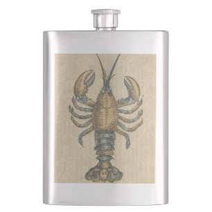 Flasque Illustration de homard vintage : Damassé côtier