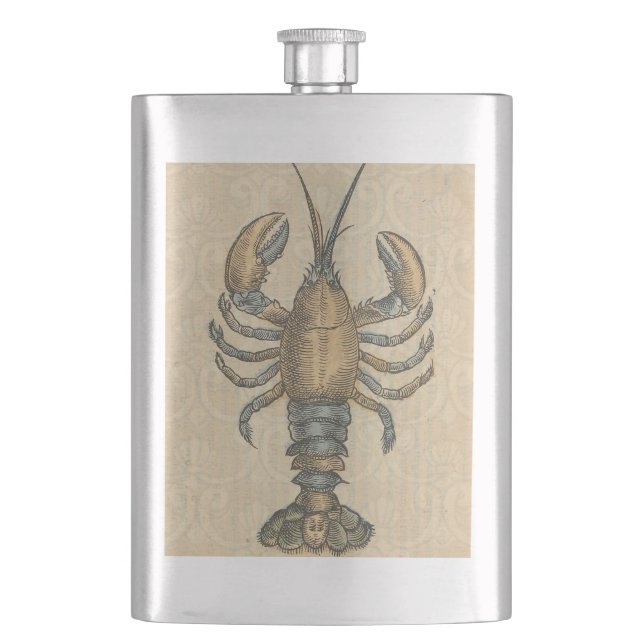 Flasque Illustration de homard vintage : Damassé côtier (devant)