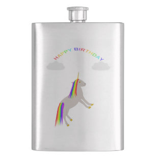 Flasque Imaginaire Anniversaire Unicorne arc-en-ciel et nu