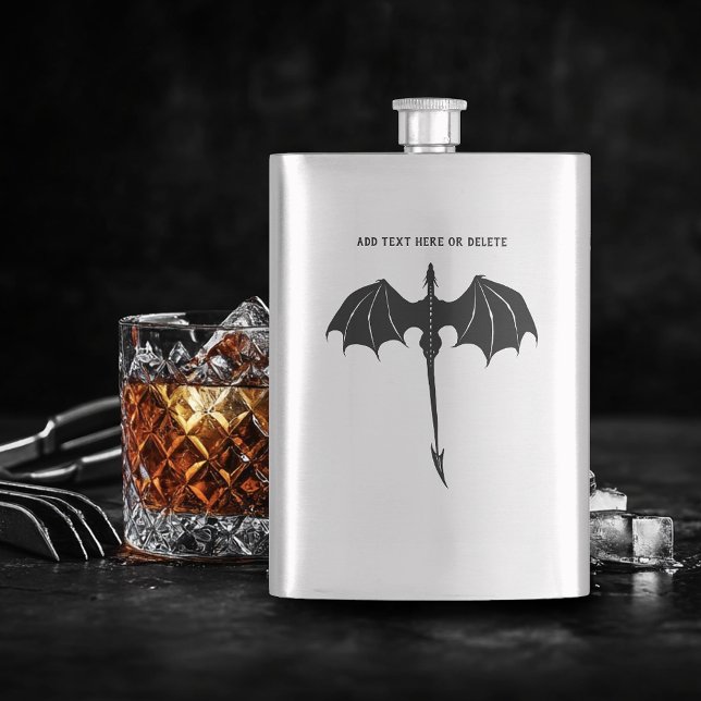 Flasque Imaginaire de dragon de vol tribal noir (Créateur téléchargé)