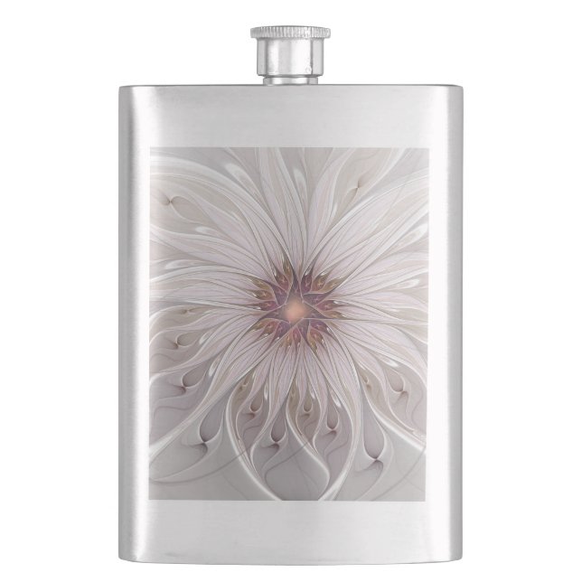 Flasque Imaginaire Floral, Abstraite Fleur Pastel Moderne (devant)