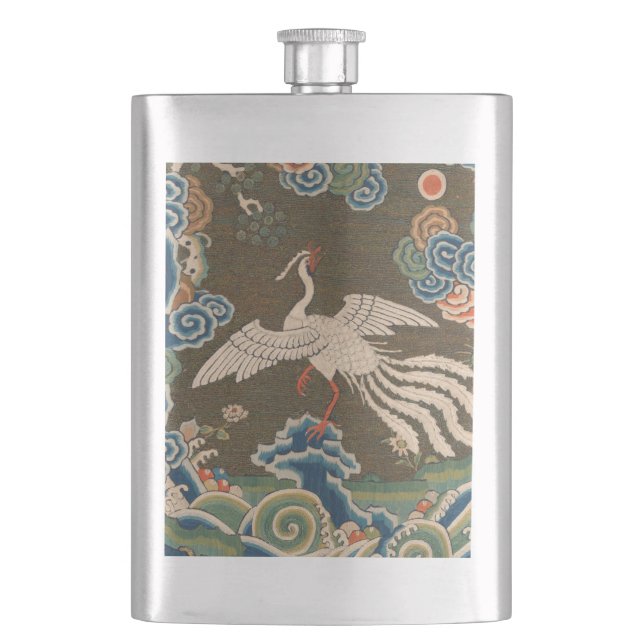 Flasque Impression de broderie en soie blanche antique chi (devant)