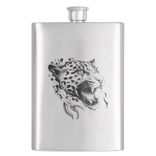 Flasque Jaguar Wild Animal Nature Illustration Art tatouag
