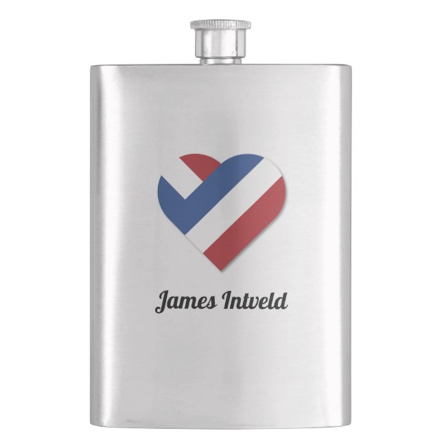 Flasque James Intveld avec le drapeau du cœur des Pays-Bas (devant)