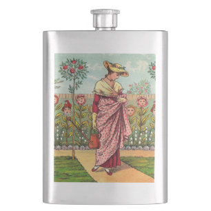 Flasque Jardin Fleurir Femme Art Antique