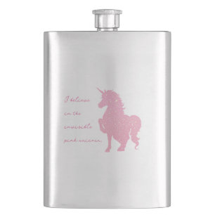 Flasque Je crois en la licorne rose invisible.