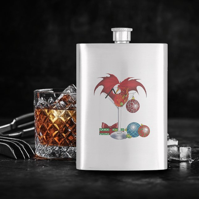 Flasque Joie de Noël Fête Rouge Cocktail Dragon de Fête (Créateur téléchargé)