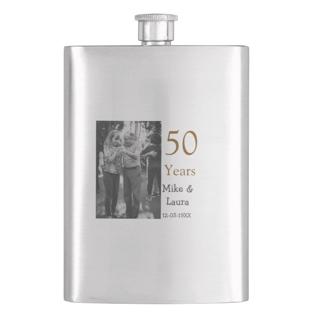 Flasque Joyeux 50e anniversaire ajouter nom du couple date (devant)