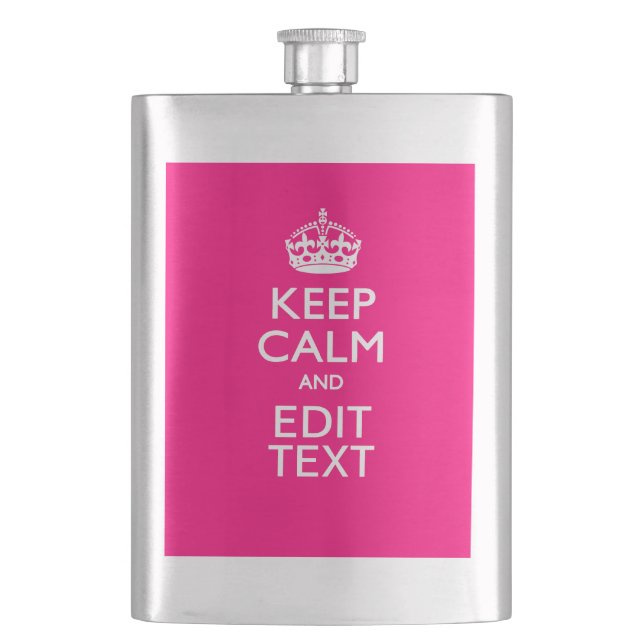 Flasque KEEP CALM personnalisé et votre texte sur Fuchsia (devant)