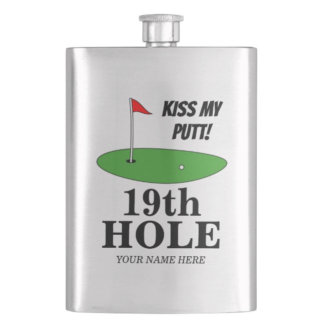 Flasque Kiss My Putt 19th Hole drôle de golf cadeau person (devant)
