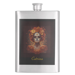 Flasque La Catrina Souci Jour des Morts Crâne de Sucre