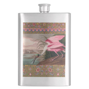 Flasque La faune des oiseaux d'Audubon de Spoonbill Roseat