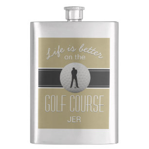 Flasque La vie est meilleure Citation Golf Monogramme Noir