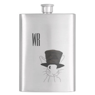 Flasque Lapin dans un monogramme de chapeau haut-de-forme