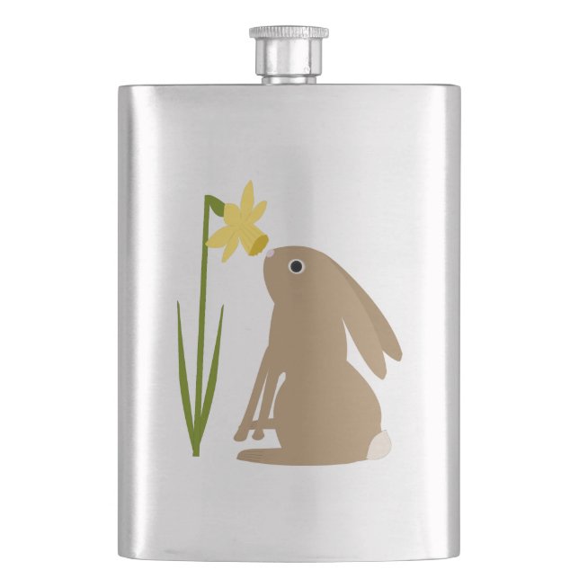 Flasque Lapin de Pâques et fleur de jonquille (devant)