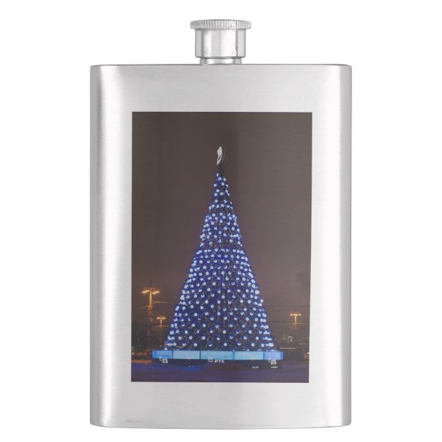 Flasque Le bleu allume l'arbre de Noël (devant)