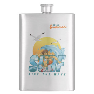 Flasque Le surfeur fait le tour de la vague M