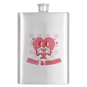 Flasque "Les câlins et les baisers" Coeur rose mignon et
