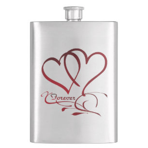 Flasque Les Coeurs Forever rouge sur blanc