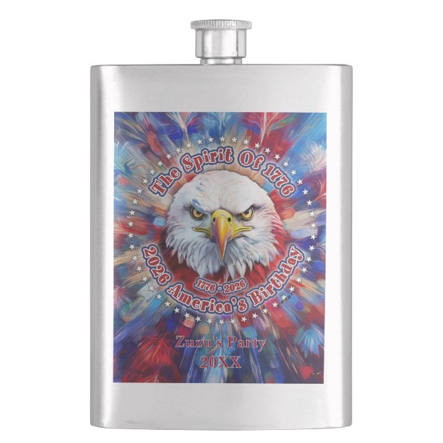 Flasque L'esprit de 1776, 2026 l'aigle rouge de feu d'Amér (devant)