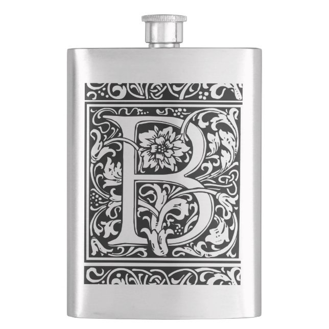 Flasque Lettre B Monogramme Art Nouveau Médiéval (devant)