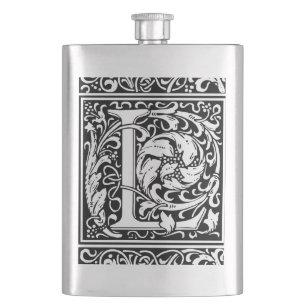 Flasque Lettre L Monogramme médiéval Art Nouveau