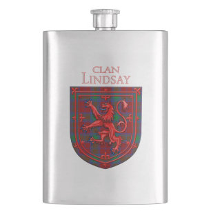 Flasque Lindsay Tartan Scottish Plaid Lion Rampant