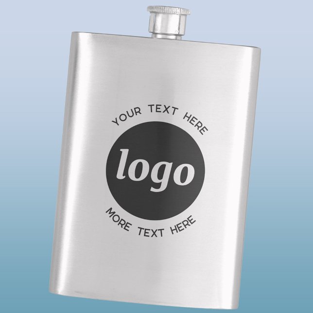 Flasque Logo Simple Avec Texte Professionnel Promotionnel (Simple logo with text business branding promotional flask)