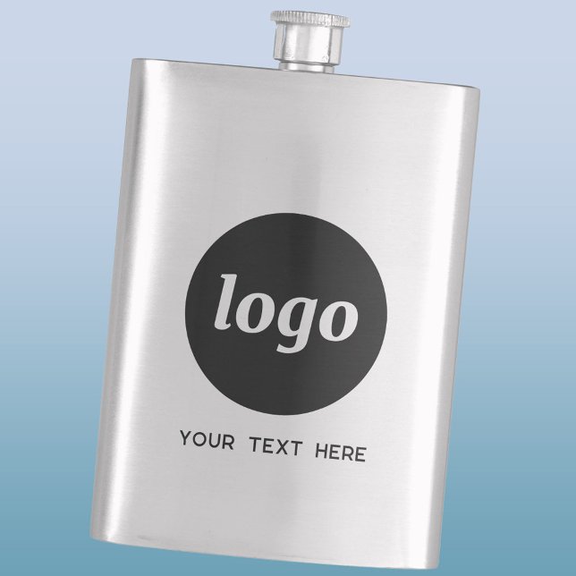 Flasque Logo Simple Avec Texte Professionnel Promotionnel (Simple logo with text business branding promotional flask)