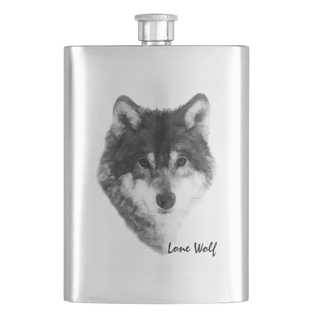 Flasque Loup solitaire personnalisable (devant)