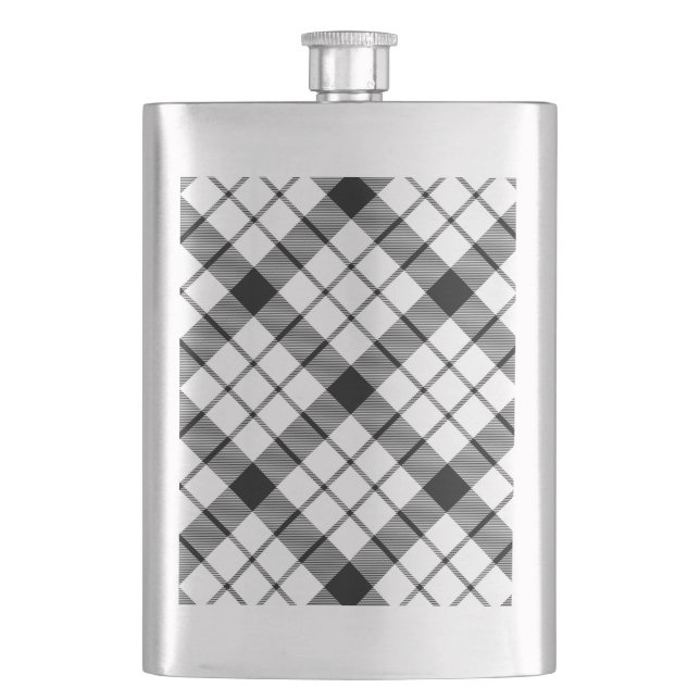 Flasque MacFarlane tartan noir blanc plaid (devant)