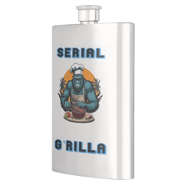 Flasque Maître de BBQ Serial G'rilla Amusant Jeu de Mots (Gauche)