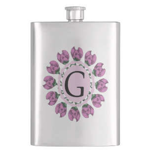 Flasque Majuscule G monogramme floral